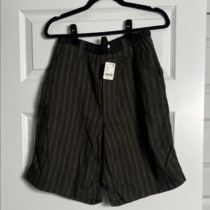 Free People Black and Green Striped Shorts